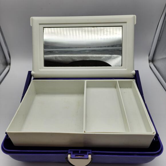 Vintage Caboodles Makeup Case Purple Swirl Mirror Slide Out Trays 3 Tiers 920381 - Picture 10 of 16
